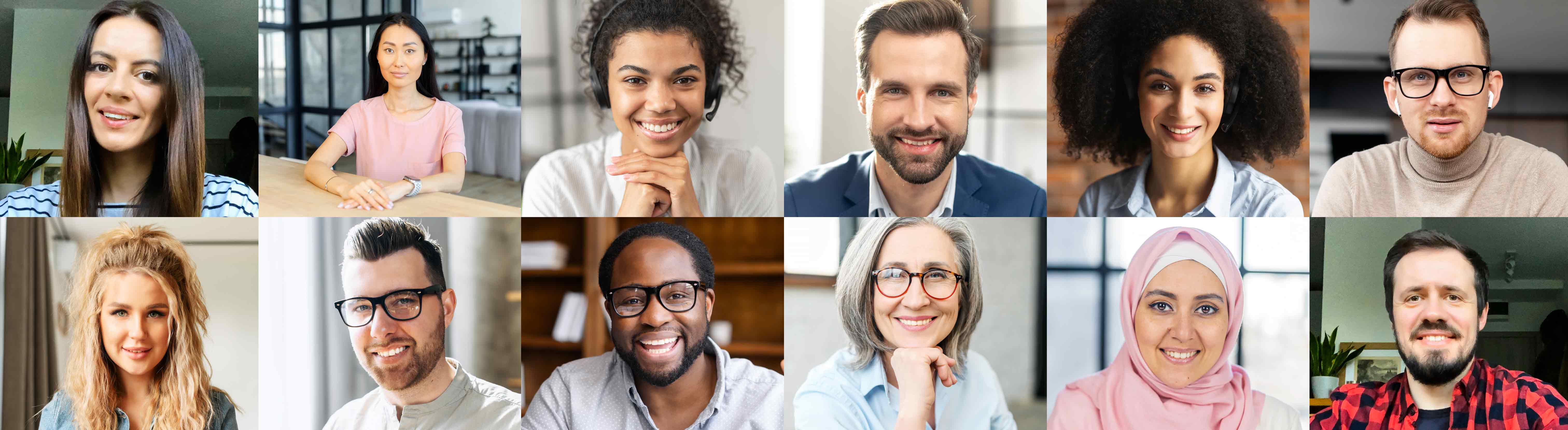 Square headshots of diverse people